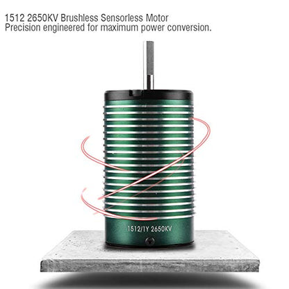 1512 2650KV Brushless Sensorless Motor, RC Car Brushless Motor, High - Efficiency 1/8 Short Truck Off - Road Motor with CNC - Machined Aluminum Shell for 4S Battery