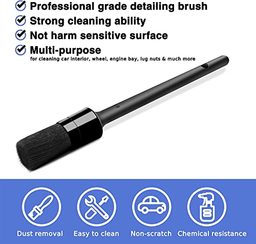 HMPLL 10pcs Detailing Brush Set, Multi-Purpose Car Detailing Brushes | for Cleaning Car Interior, Exterior, Engine, Leather, Including 5 car Cleaning Brush, 3 Wire Brush, 2 Air Vent Brush,Black - color: black-10pcs