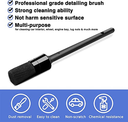HMPLL 10pcs Detailing Brush Set, Multi-Purpose Car Detailing Brushes | for Cleaning Car Interior, Exterior, Engine, Leather, Including 5 car Cleaning Brush, 3 Wire Brush, 2 Air Vent Brush,Black - color: black-10pcs