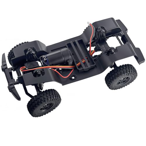 1/18 Scale RC Crawler Chassis Frame with Motor and Steering Servo, Nylon Roller Chassis Kit for Hobby RC Builds (Single Speed) - style: Single Speed