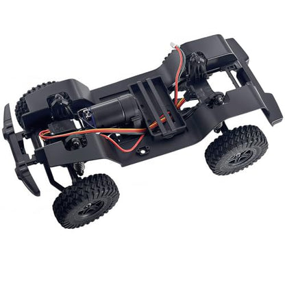 1/18 Scale RC Crawler Chassis Frame with Motor and Steering Servo, Nylon Roller Chassis Kit for Hobby RC Builds (Single Speed) - style: Single Speed