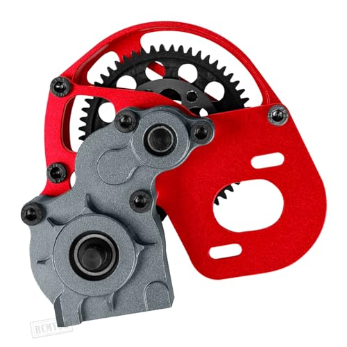 Transmission Gearbox Upgrades Part for 1/10 SCX10, SCX10 II 90046,90047,AX10 RC Crawler Truck,Aluminum Center Transmission Gearbox Hops up,Red&Titanium - color: Red&titanium for Upgrades