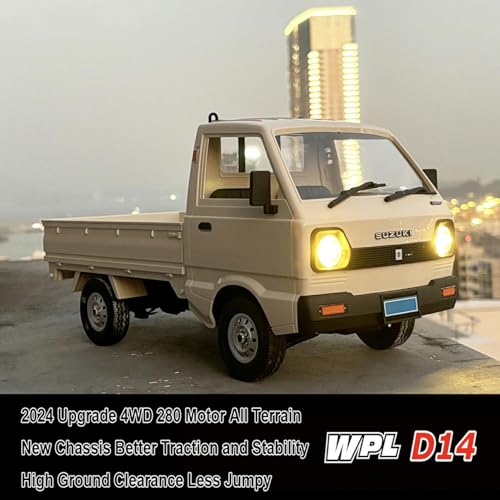 WPL RC Car 1/10 Scale RC Kei Truck 4x4 Off Road Suzuki RTR | WPL D14 Remote Control Drift Car Carry 2.4 GHz Proportional Throttle Steering 280 Motor 4WD Hobby Grade Toy Adult