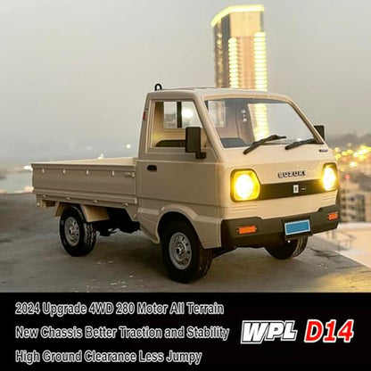 WPL RC Car 1/10 Scale RC Kei Truck 4x4 Off Road Suzuki RTR | WPL D14 Remote Control Drift Car Carry 2.4 GHz Proportional Throttle Steering 280 Motor 4WD Hobby Grade Toy Adult