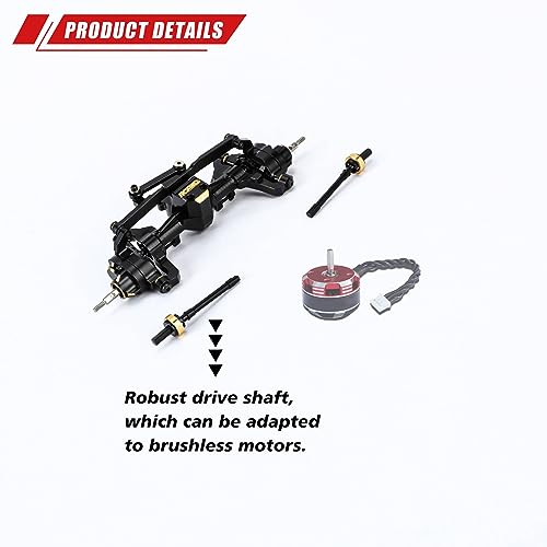 RCAWD Fourth Version Brass SCX24 Front Portal Axles, Wide Axle, Highly Rigid Driveshaft, Thickened Screws for Axial 1/24 SCX24 & AX24 Series Upgrades Parts Black - color: Front Black