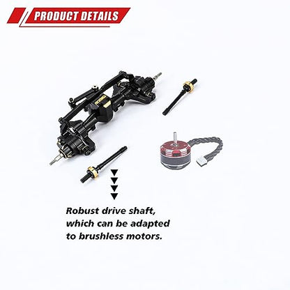 RCAWD Fourth Version Brass SCX24 Front Portal Axles, Wide Axle, Highly Rigid Driveshaft, Thickened Screws for Axial 1/24 SCX24 & AX24 Series Upgrades Parts Black - color: Front Black