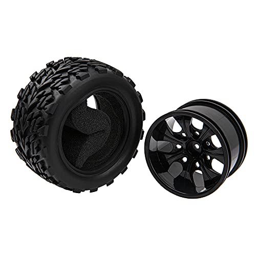 12mm Hub 4.64''OD Rubber Tires & Wheel Rim w/Foam Compatible with 1/10 Scale Traxxas Slash HPI HSP Volcano ExceedRC Infinitive Off-Road Car Monster Truck (Style 1) - style: Style 1
