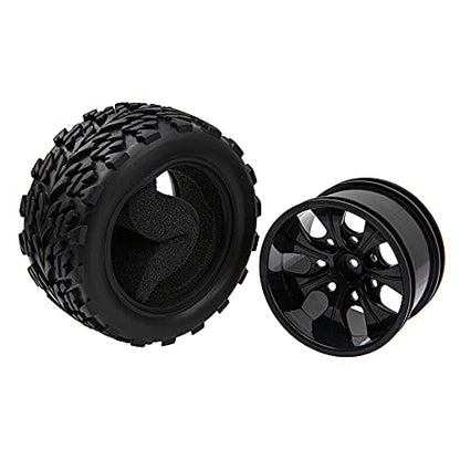 12mm Hub 4.64''OD Rubber Tires & Wheel Rim w/Foam Compatible with 1/10 Scale Traxxas Slash HPI HSP Volcano ExceedRC Infinitive Off-Road Car Monster Truck (Style 1) - style: Style 1