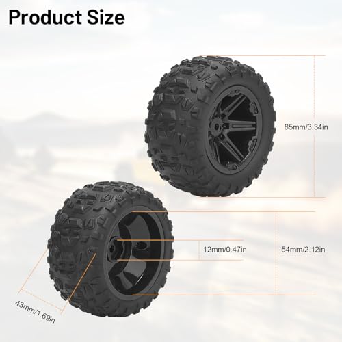 1/16 RC Wheels and Tires, daitoku 12mm Hex Hub RC Tires RC Car Truck Wheels for 1/16 1/14 SCY MJX WL HPX HBX JJRC