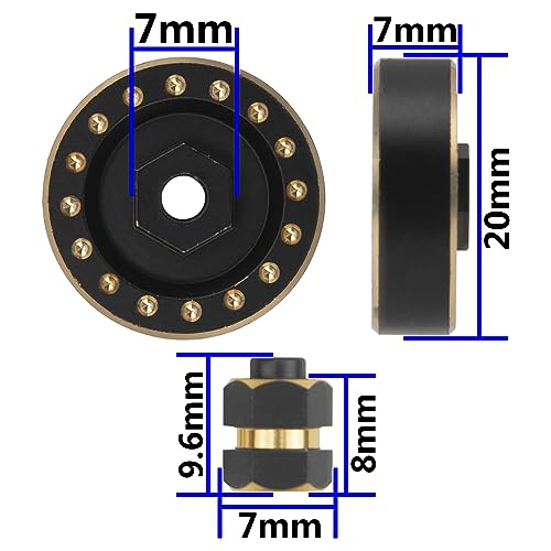 RC Brass 7mm Wheel Hex Hub Extension & Wheel Weights Hex Adapter Counterweight Compatible with Axial SCX24 AXI90081 AXI00002 AXI00001 1/24 RC Crawler Car