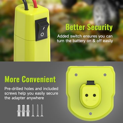 1 Pack Power Wheel Adapter Compatible with Ryobi 18V Battery, Upgraded Battery Converter Kit with Switch, Fuse & Wire Terminals, 12 AWG Wire, Power Connector for DIY RC Car Toys Robotics - color: 1-PACK
