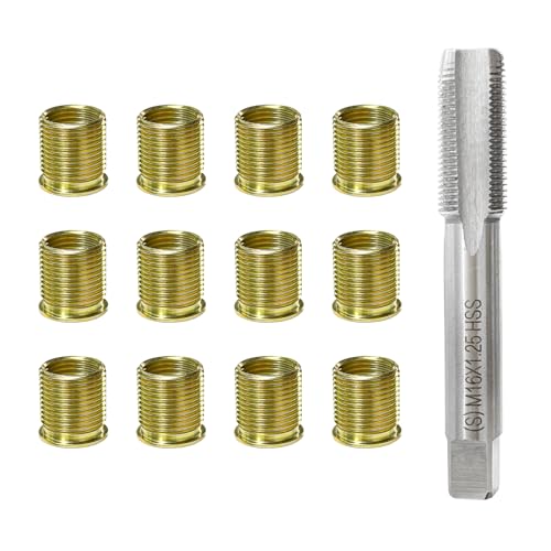 13 PCS Spark Plug Thread Repair Kit, M14×1.25 Inserts and M16×1.25 Tap Spark Plug Rethreading Set, Stainless Steel Thread Repair Tool Kit - color: 13PCS