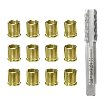 13 PCS Spark Plug Thread Repair Kit, M14×1.25 Inserts and M16×1.25 Tap Spark Plug Rethreading Set, Stainless Steel Thread Repair Tool Kit - color: 13PCS