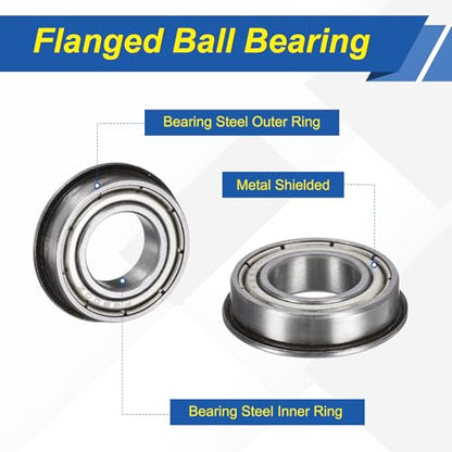 uxcell 5Pcs F6800ZZ Flanged Ball Bearings, 10 x 19 x 5mm Double Shielded Chrome Steel Deep Groove Bearing, ABEC5 - size: F6800ZZ 10 x 19 x 5mm