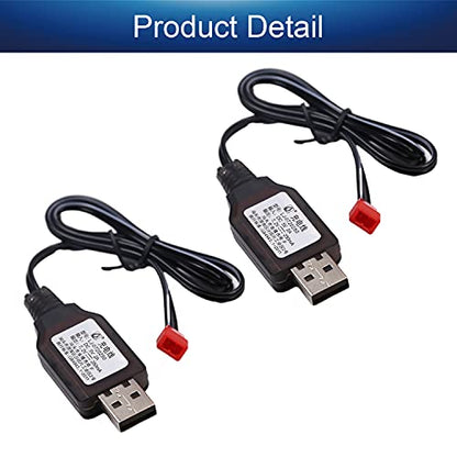 Bettomshin 2Pcs JST-2P USB Charging Cable for RC Car 7.2V 250mA Ni-MH Ni-CD Battery