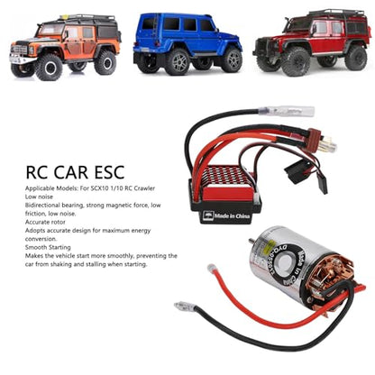 Pilipane 550 Brushed Motor RC Car ESC 60A High Torsion Low Noise Bidirectional Bearing with T Plug for SCX10 1/10 RC Crawler Stainless Steel Aluminum Alloy Plastic 35x62.5mm (11T) - size: 11T