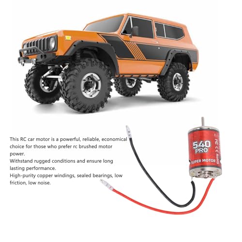 12T 540 Brushed Motor for RC Car, Low Noise Motor with Stainless Steel Housing, Replacement for RC Crawler Truck Boat