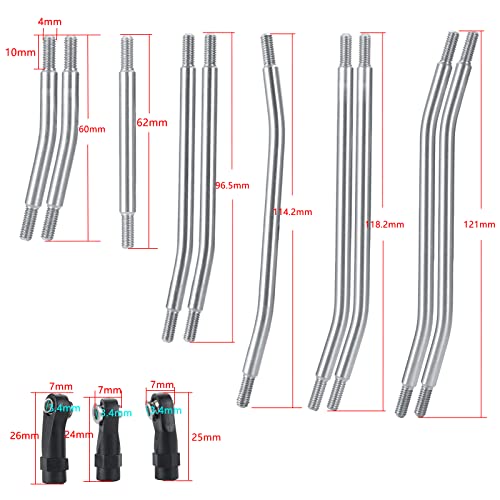 MORLORDY 10PCS 324mm Wheelbase RC Suspension Link Rod Linkage Set for TRX4 1/10 RC Crawler Car Upgrades, Stainless Steel - color: 324mm