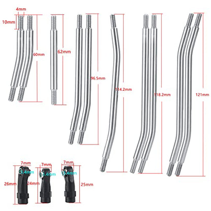 MORLORDY 10PCS 324mm Wheelbase RC Suspension Link Rod Linkage Set for TRX4 1/10 RC Crawler Car Upgrades, Stainless Steel - color: 324mm