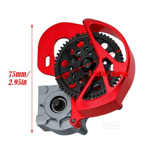Transmission Gearbox Upgrades Part for 1/10 SCX10, SCX10 II 90046,90047,AX10 RC Crawler Truck,Aluminum Center Transmission Gearbox Hops up,Red&Titanium - color: Red&titanium for Upgrades