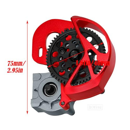 Transmission Gearbox Upgrades Part for 1/10 SCX10, SCX10 II 90046,90047,AX10 RC Crawler Truck,Aluminum Center Transmission Gearbox Hops up,Red&Titanium - color: Red&titanium for Upgrades