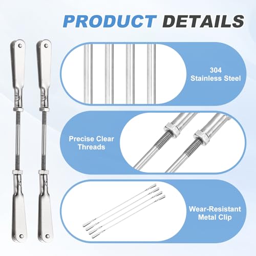 MECCANIXITY 4 Pcs Metal Clip Pushrod Connector Linkage, 304 Stainless Steel M2 Threaded Rod with Metal Clip for RC Plane Fixed Wing Aircraft DIY Models Parts, 77mm/3.03" - size: M2 x 77mm