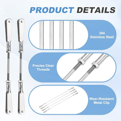 MECCANIXITY 4 Pcs Metal Clip Pushrod Connector Linkage, 304 Stainless Steel M2 Threaded Rod with Metal Clip for RC Plane Fixed Wing Aircraft DIY Models Parts, 77mm/3.03" - size: M2 x 77mm