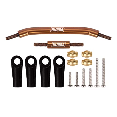 INJORA Steering Link Stainless Steel with Plastic Rod Ends for 1/24 RC Crawler Car Axial SCX24 C10 Deadbolt JLU Gladiator Bronco（Bronze） - color: Bronze