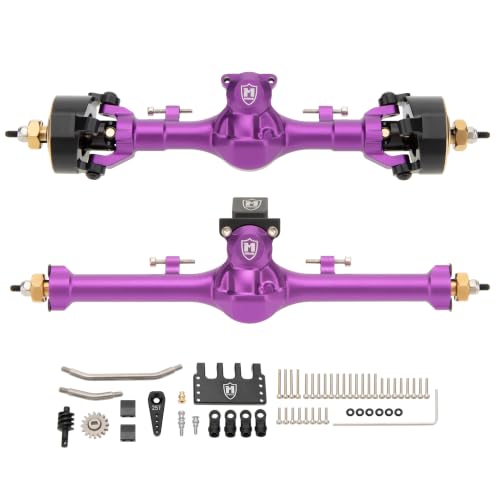 MEUS RACING SCX24 Metal V3 Isokinetic Axles +9MM with 3-Section CVD for Axial 1/24 SCX24 - color: Purple