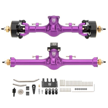 MEUS RACING SCX24 Metal V3 Isokinetic Axles +9MM with 3-Section CVD for Axial 1/24 SCX24 - color: Purple