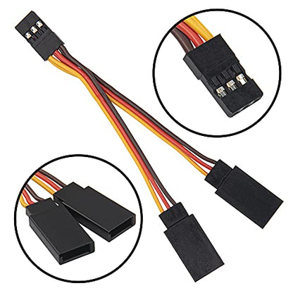 JR Style Servo Splitter Cable, 2.75" Servo 1 Male to 2 Female JR Y Harness Y Cable Extension Wire & 4Leds LED Light Headlights Taillight Kit Accessories