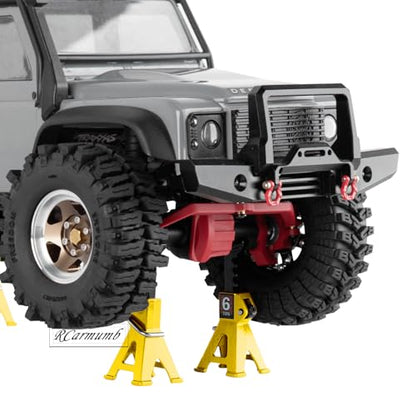 2-Pack RC Work Stand Bundle for 1/18 1/24 1/30 1/32 TRX4M K10 SCX24 FCX24 K5 AX24 SCX30 Ascent-32, 360° Rotating Display Stand & Height Adjustable Lift Table w/ 4 Pcs Jack Stands,Black & Red w/Yellow - color: Black&red&yellow(1set)