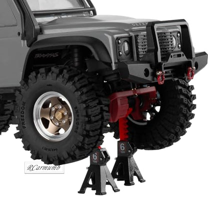 2-Pack RC Work Stand Bundle for 1/18 1/24 1/30 1/32 TRX4M K10 SCX24 FCX24 K5 AX24 SCX30 Ascent-32, 360° Rotating Display Stand & Height Adjustable Lift Table w/ 4 Pcs Jack Stands,Black w/Black - color: Black(1set)