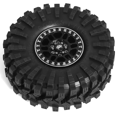 REDSPIDER 1.9 Beadlock Wheels and Tires Set（4PCS） Aluminum 1.9 Wheels All Terrain Tires.for 1/10 Scale Rock Crawler Car Axial SCX10 SCX10 II III 90047 D90 TF2 Tamiya CC01 TRX4 TRX6