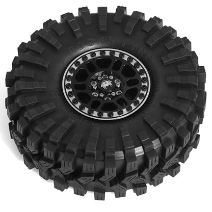 REDSPIDER 1.9 Beadlock Wheels and Tires Set（4PCS） Aluminum 1.9 Wheels All Terrain Tires.for 1/10 Scale Rock Crawler Car Axial SCX10 SCX10 II III 90047 D90 TF2 Tamiya CC01 TRX4 TRX6