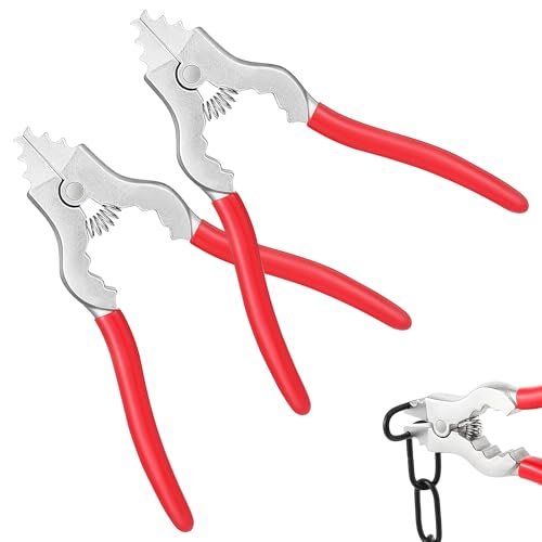 2 Pcs Chain Pliers, 7 Inch Fixture Link Pliers, Malleable Iron Chain Pincers, Opener Closer Remover Pincers, Light Link Tool with Rubber Grip for Chandelier Shackle Light Fixture Accessories, Red