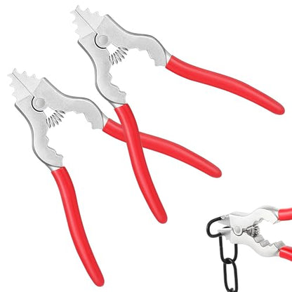 2 Pcs Chain Pliers, 7 Inch Fixture Link Pliers, Malleable Iron Chain Pincers, Opener Closer Remover Pincers, Light Link Tool with Rubber Grip for Chandelier Shackle Light Fixture Accessories, Red
