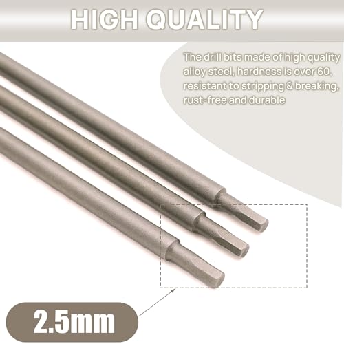 RC Hex Bit 2.5mm for Electric Screwgun/Power Drill(3pcs Hex 2.5mm) | 6 Inch Power Bits,Hex Head Allen Wrench Drill Bit Set,Professional Grade ¼ Inch Hex Shank for Screwdrivers,High Quality Steel - size: 2.5MM * 3PCS