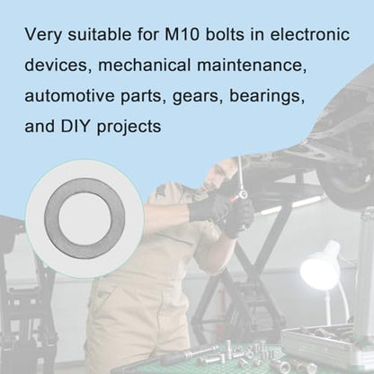48 Pcs M10x16mm 304 Stainless Steel Shim Washers, Precision Thin Spacers | 0.1, 0.2, 0.3 and 0.5mm, 12 pcs each, flat spacer washers for M10 bolts, electronics assembly and mechanical repair - size: M10X16