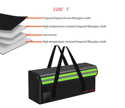 Lipo Battery Safe Bag Large Capatity Fireproof Bag for Ebike Lipo Battery Other Batteries Storage Charging Transport Home Office Travel Safe Storage Pouch - size: 490*150*180mm