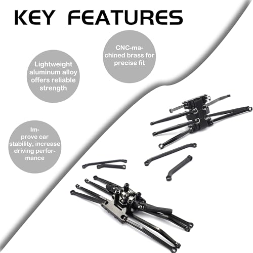 High Clearance Chassis Links & Steering Links Set & Skid Plate for SCX30 | Upgrade Parts for RC Car 4X4 RTR Brushed Rock Crawler,Precision Machining,High-strength Aluminum Alloy