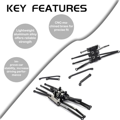 High Clearance Chassis Links & Steering Links Set & Skid Plate for SCX30 | Upgrade Parts for RC Car 4X4 RTR Brushed Rock Crawler,Precision Machining,High-strength Aluminum Alloy