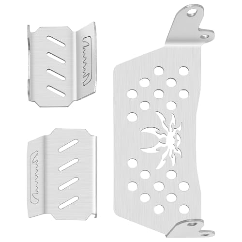 4Pieces ShareGoo Stainless Steel RC Skid Plate,RC Chassis Armor Protector Plate Protection Compatible with Axial SCX10-III AXI03007 1/10 RC Crawler Car