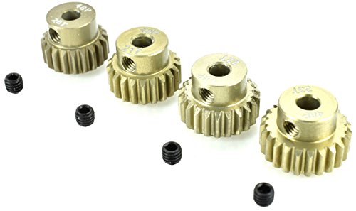 48 Pitch Aluminum Pinion Gear Set #9751 for Truck & RV, Compatible with 540 & 550 Size Motors, 1/8" Output Shaft, Includes 4 Set Screws