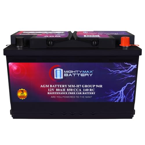 Mighty Max Battery MM-H7 Start and Stop Car BCI Group Size 94R 12V 80AH, 140RC, 850 CCA Rechargeable AGM Car Battery - style: Group 94R