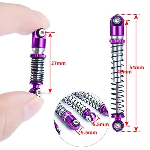 RC-Hub 4Pcs Aluminum Shock Absorber Damper 48mm for 1/24 Axial SCX24 90081 Deadbolt AXI00001 AXI00002 AXI00004 AXI00005 AXI00006 RC Crawler Car(Purple+Black) - color: Purple+Black