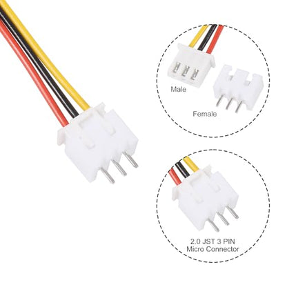 Alinan 20pcs JST-XH2.54mm 3 Pin Connector Kit, Included 10pcs Mini 3 Pin 26AWG Female Connector Plug with 200mm Cable Wire and 10pcs Micro 3Pin Male Connector Plug - color: 3Pin 26AWG 200mm Cable