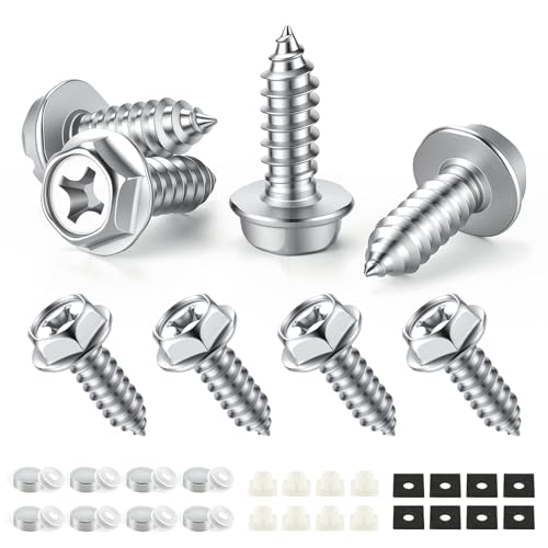 Rustproof License Plate Screws for Securing License Plates Frames and Covers on Cars and Trucks, 8 Set Premium Stainless Steel Self Tapping Mounting Bolts, Silver - color: Cross-Silver, size: 8 Pack