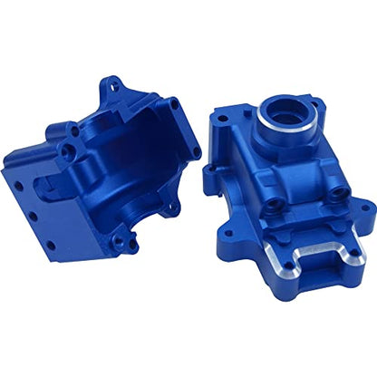 Metal Front/Rear Gearbox Housing Bulkhead Differential Gear Box Cover Case # 9529 Compatible with Traxxas 1/8 Sledge 4WD 95076-4 RC Monster Truck Upgarde Parts (Blue) - color: Blue