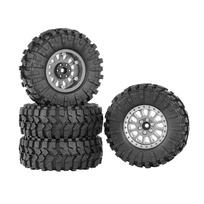 4PCS 1.3" Aluminum Alloy Beadlock Wheel Rims All-Terrain Tyre 70mm Rubber Tires Set with 5mm & 7mm Hex for 1/12 1/14 1/18 1/24 RC Rock Crawler Car Upgrade Parts (C-Gray) - color: C-gray